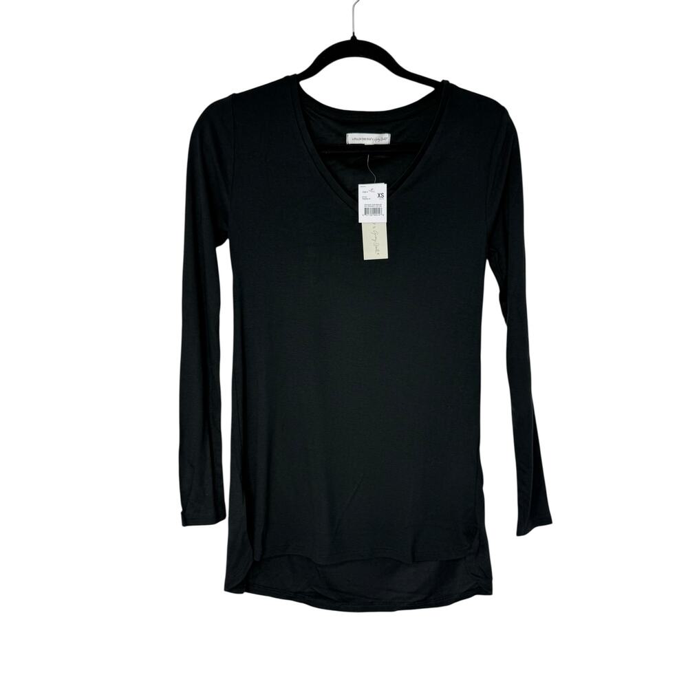 A Pea in the Pod x Grey State Black Long Sleeve V-Neck Tee XS Modal Stretch